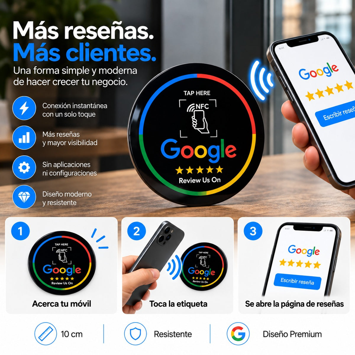 Tarjeta NFC Redonda Negra
